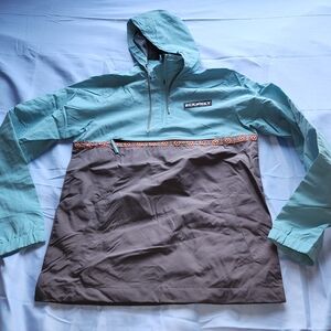 RCKMNKY MEN'S WINDBREAKER HALF ZIP PULLOVER HOODED JACKET NYLON BLUE/GRAY XSMALL